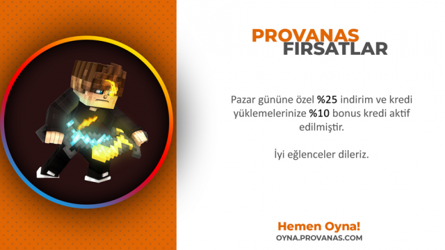 Provanas Haber - Pazar Gününe Özel %25 İndirim ve %10 Bonus Kredi
